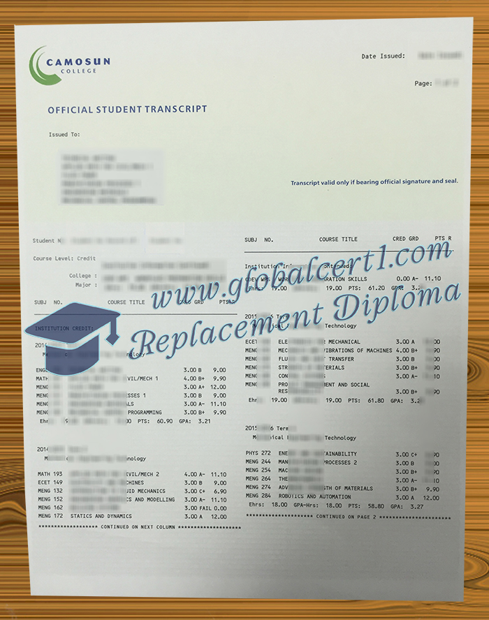 Camosun College transcript