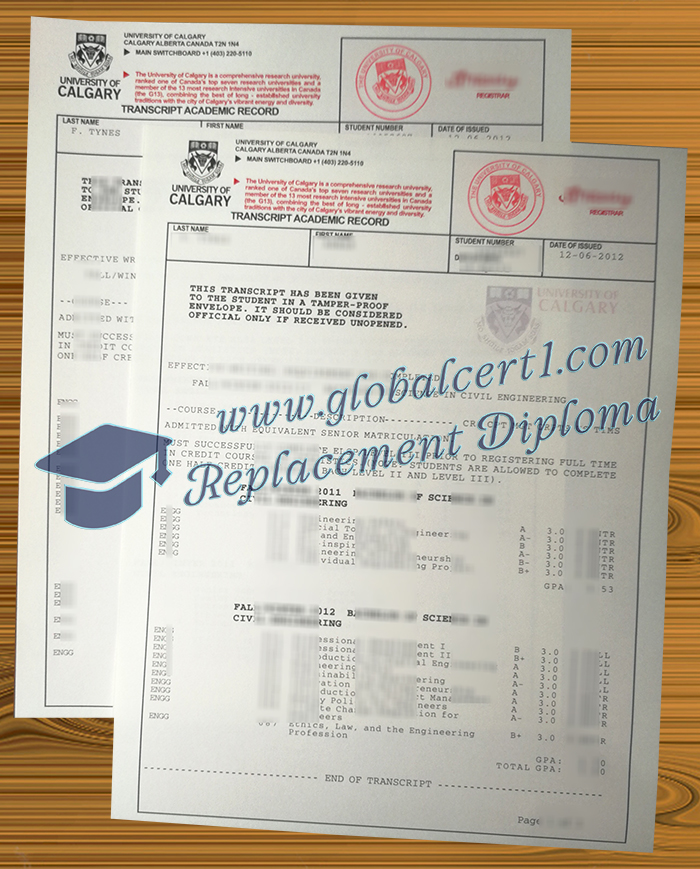 University of Calgary transcript