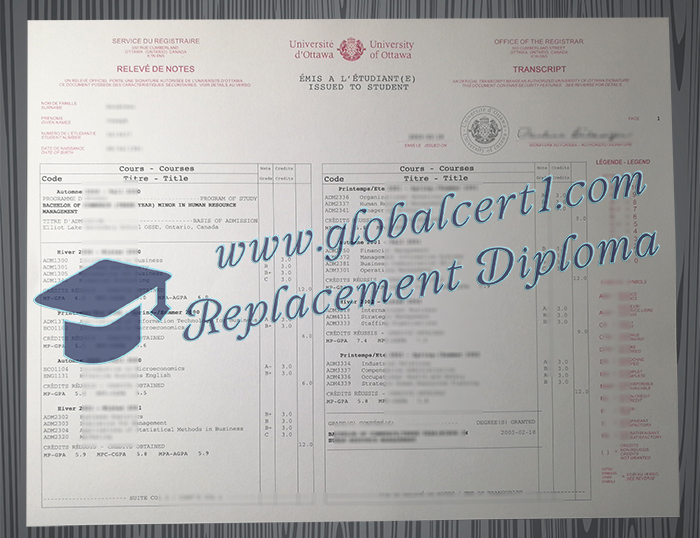 University of Ottawa transcript