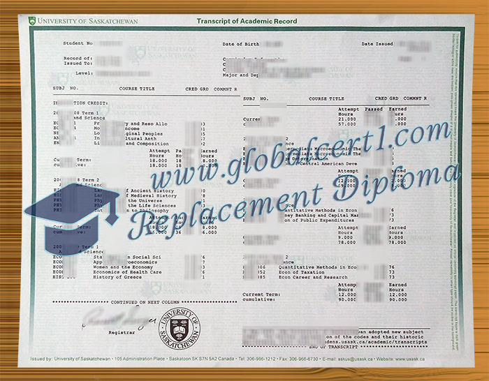 University of Saskatchewan transcript